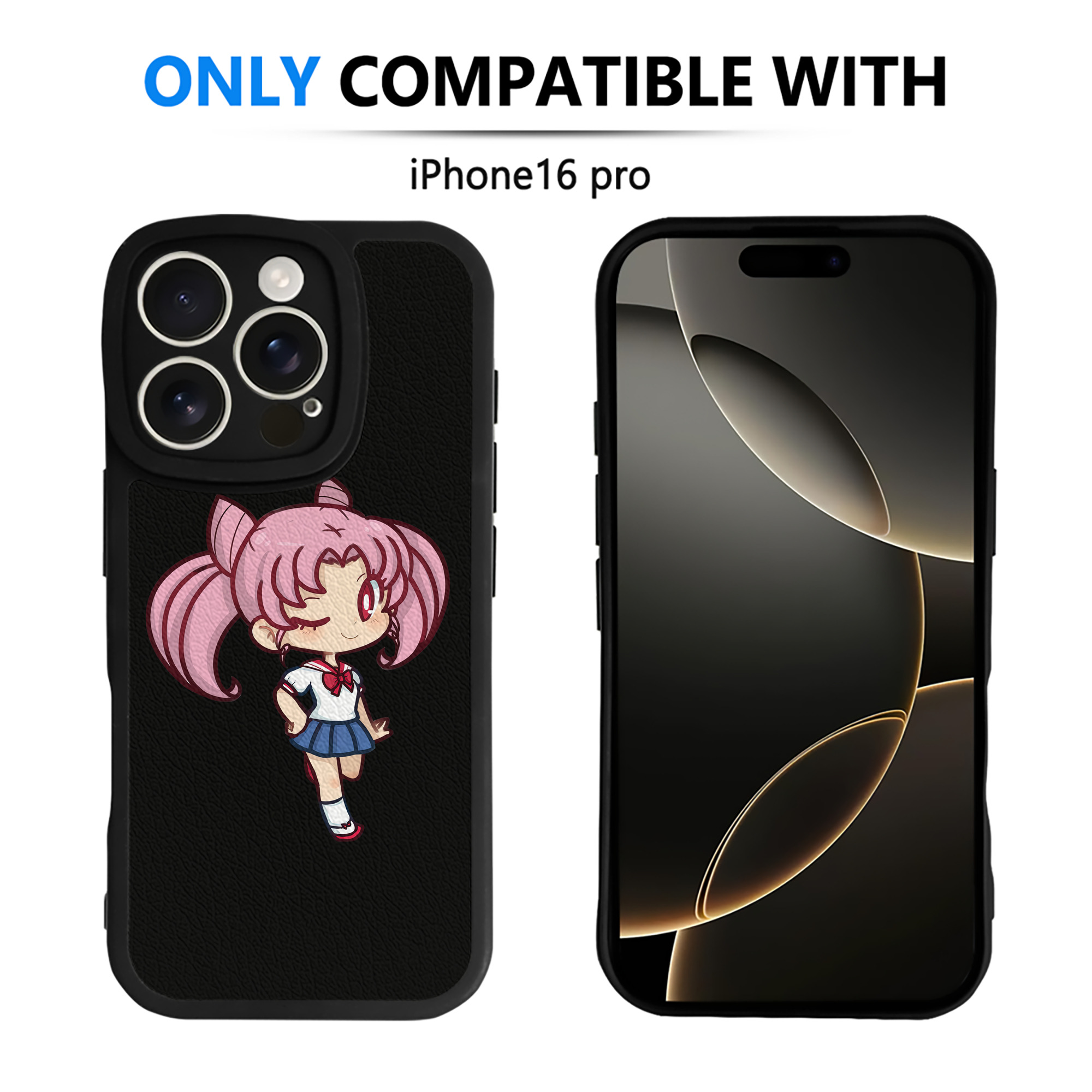 （画像用） 美少女戦士セーラームーン ちびうさ Sailor Moon Chibiusa Tsukino Usagi Small Lady Serenity 【iPhone 16シリーズ対応】シリコンスマホケース（レザー調） 材質：シリコン